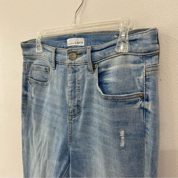 Loft Light Wash Raw Hem Skinny Jeans Size 30 High Rise Stretch Denim Pants - Picture 4 of 8